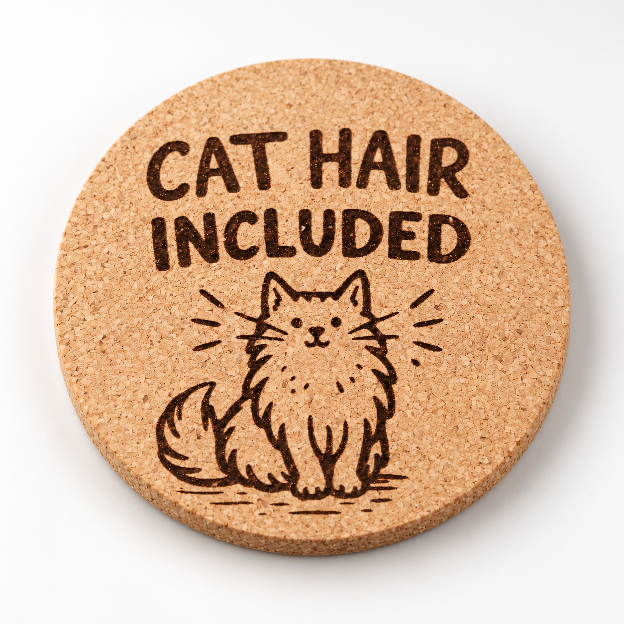 Laser-engraved cork coaster